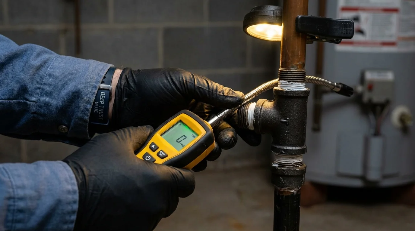 Gas leak detection with electronic sniffer by Johns Plumbing LLC in Upper Marlboro