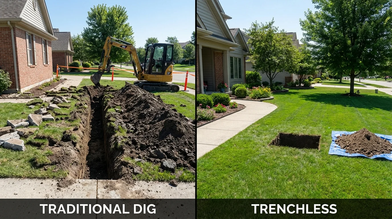 Trenchless sewer repair with minimal yard damage versus traditional excavation in Upper Marlboro, MD
